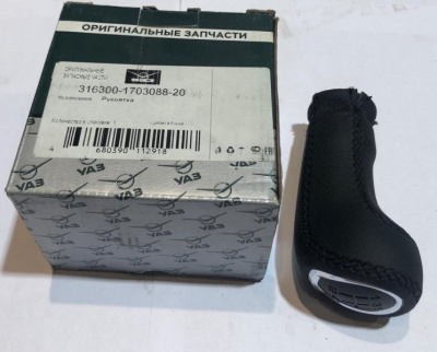 Ручка рычага КПП Уаз Патриот с 2016 г. (хром, кожа)