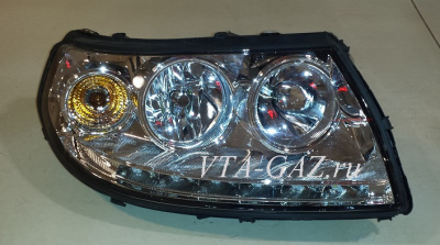 Фара Уаз Патриот старого образца с  ходовыми огнями правая