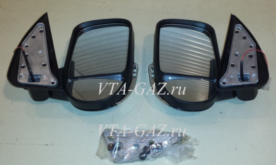 Зеркало заднего вида Газель, Соболь нового образца с повторителем комплект (чёрные)
